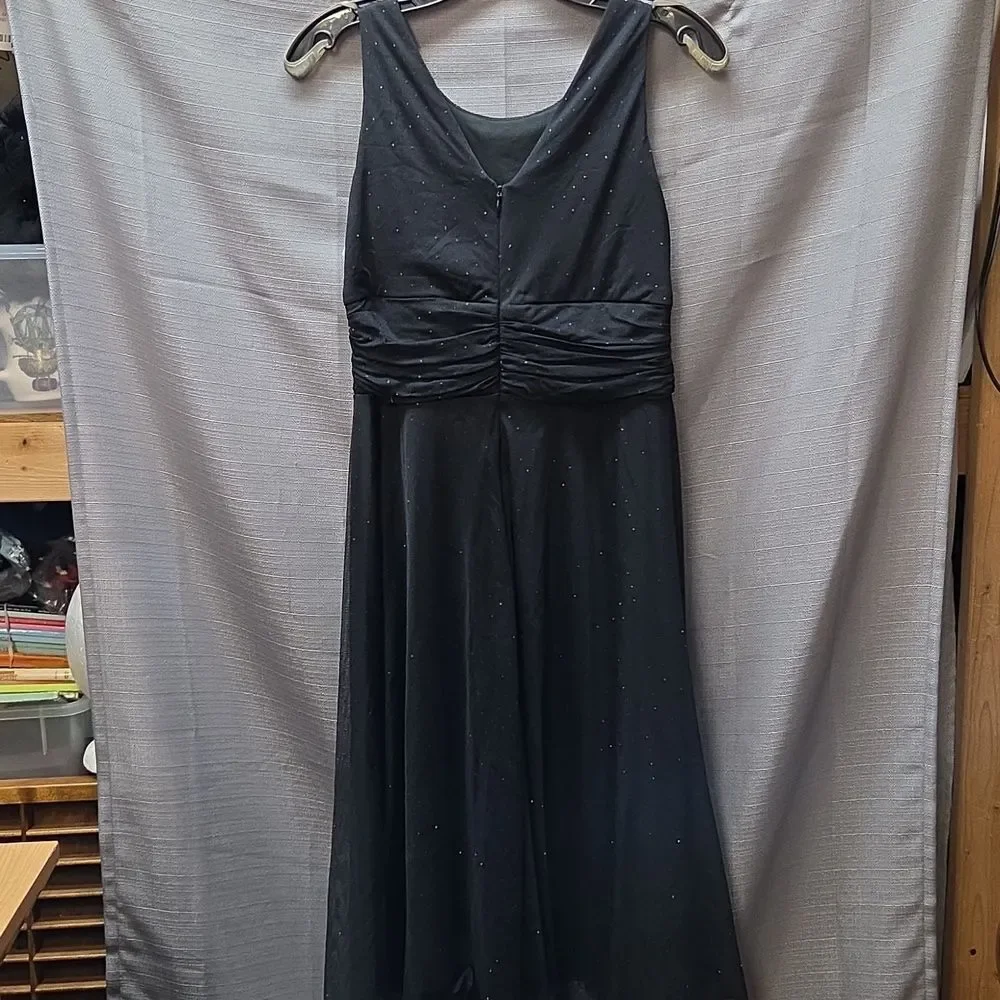 Elegant Black Butterfly Costume. Adult Size 8 Black DressPlus Wings, Mask, Beads